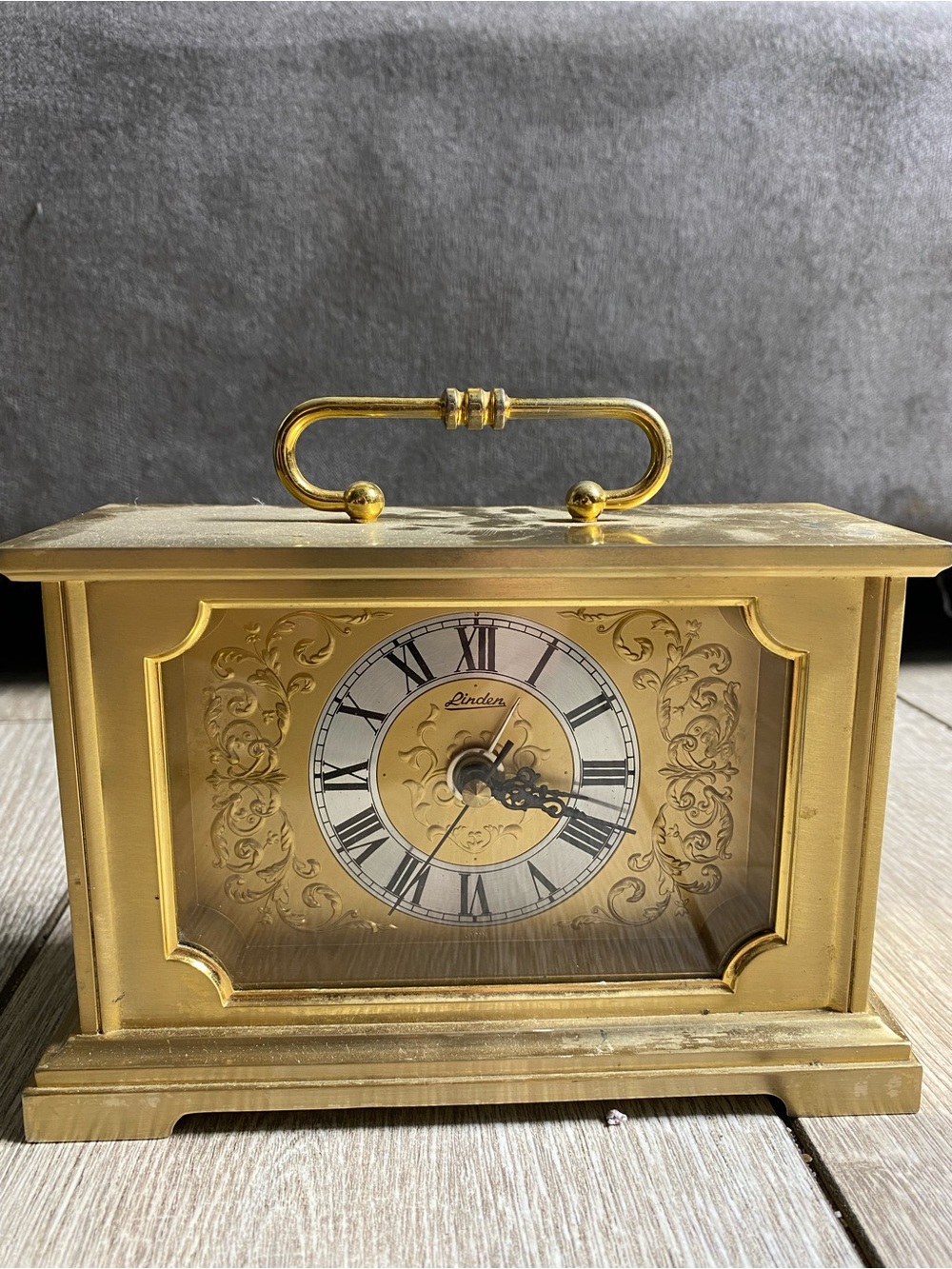 Vintage Linden Brass Carriage Clock Quartz Mantle Desk Clock Japan